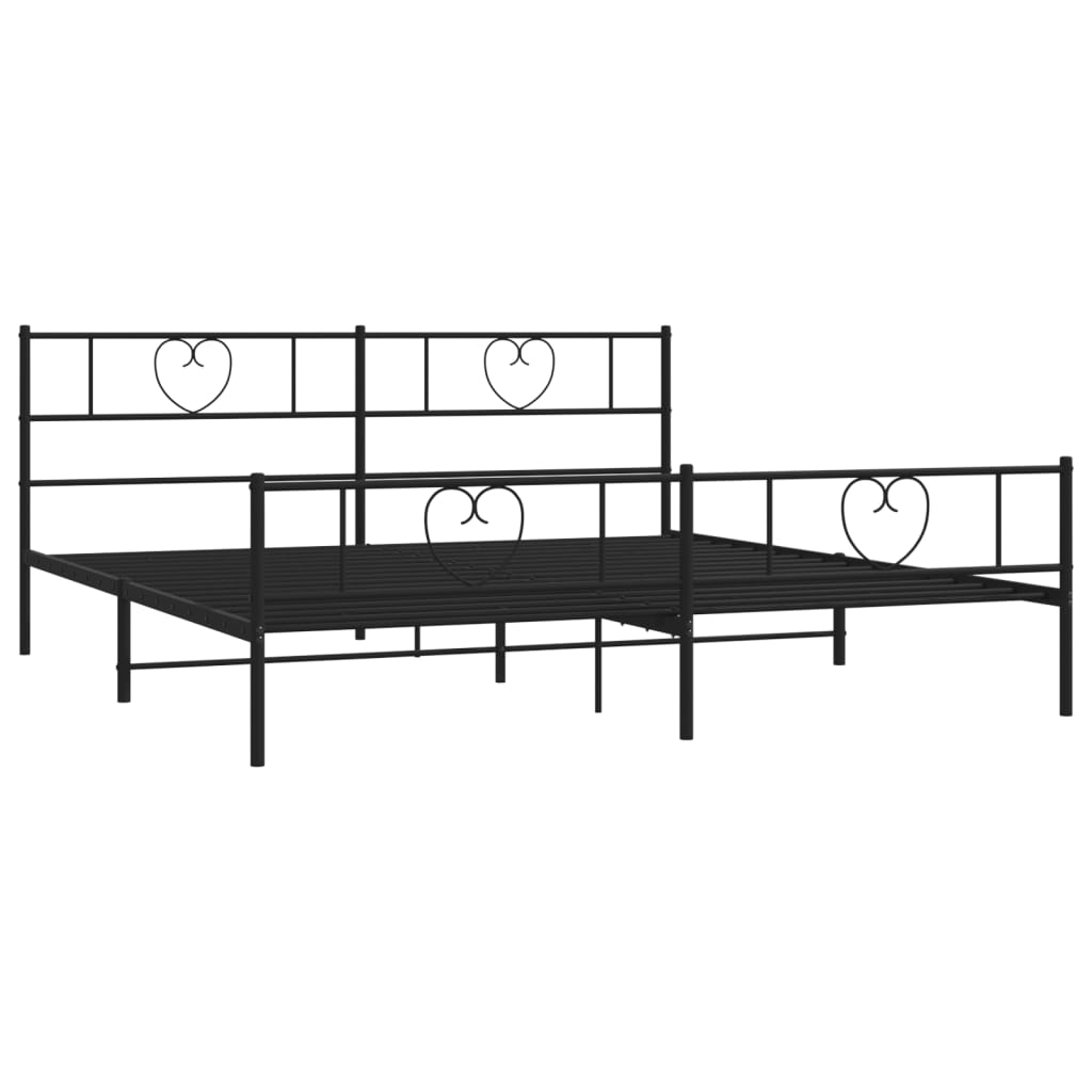 Metal Bed Frame without Mattress with Footboard Black 183x203 cm King