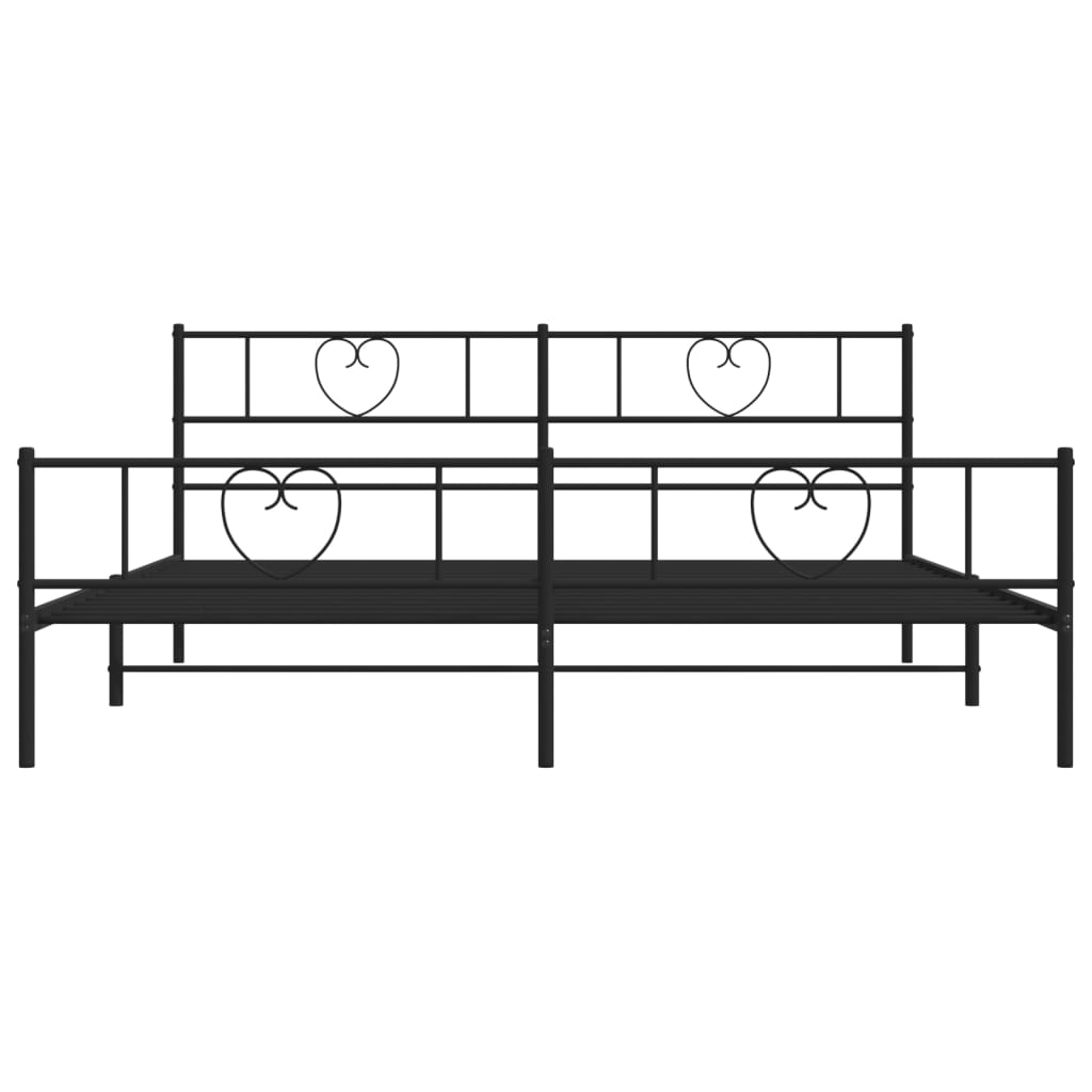 Metal Bed Frame without Mattress with Footboard Black 183x203 cm King