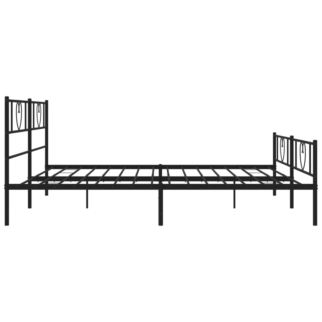 Metal Bed Frame without Mattress with Footboard Black 183x203 cm King