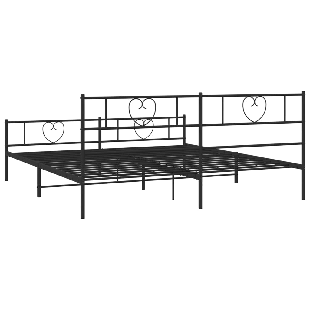 Metal Bed Frame without Mattress with Footboard Black 183x203 cm King