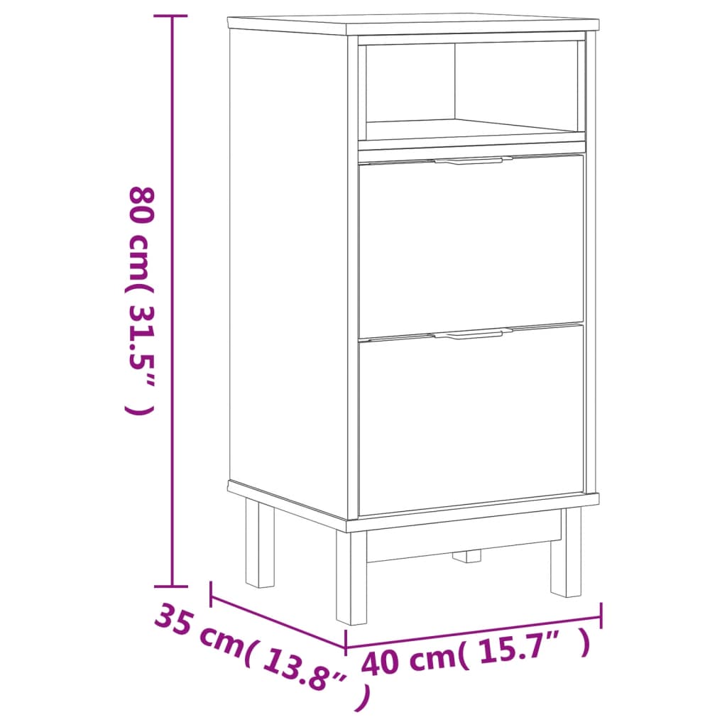 Bedside Cabinet FLAM 40x35x80 cm Solid Wood Pine