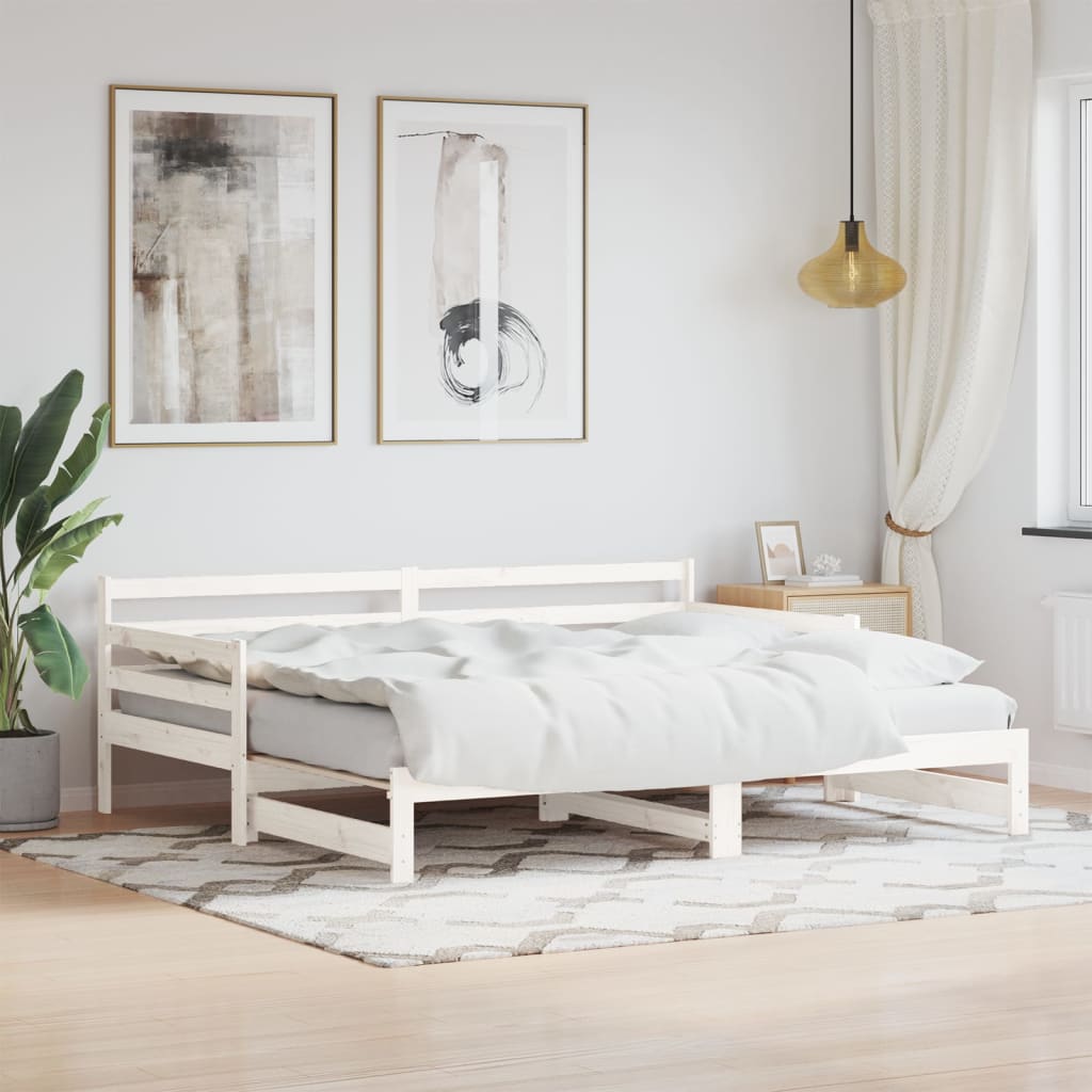 Daybed With Trundle 92X187 Cm Single Size Solid Wood Pine