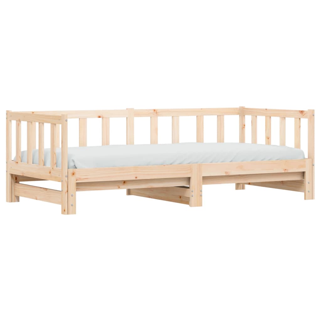 Day Bed With Trundle 92X187 Cm Single Size Solid Wood Pine