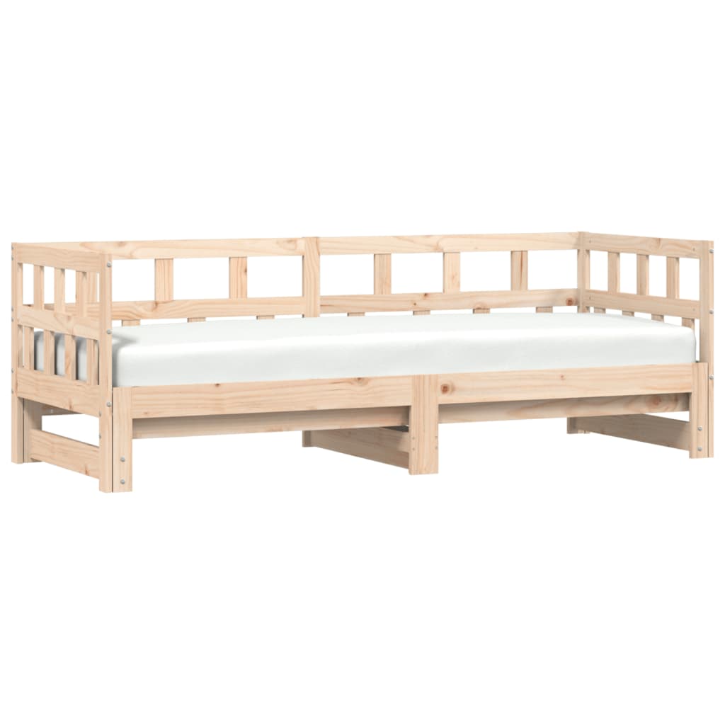 Daybed With Trundle 92X187 Cm Single Size Solid Wood Pine