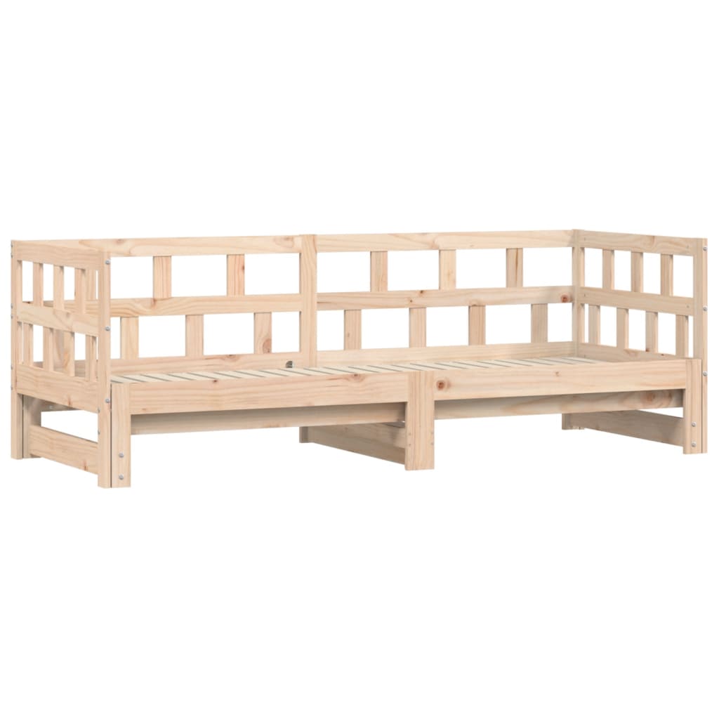 Daybed With Trundle 92X187 Cm Single Size Solid Wood Pine