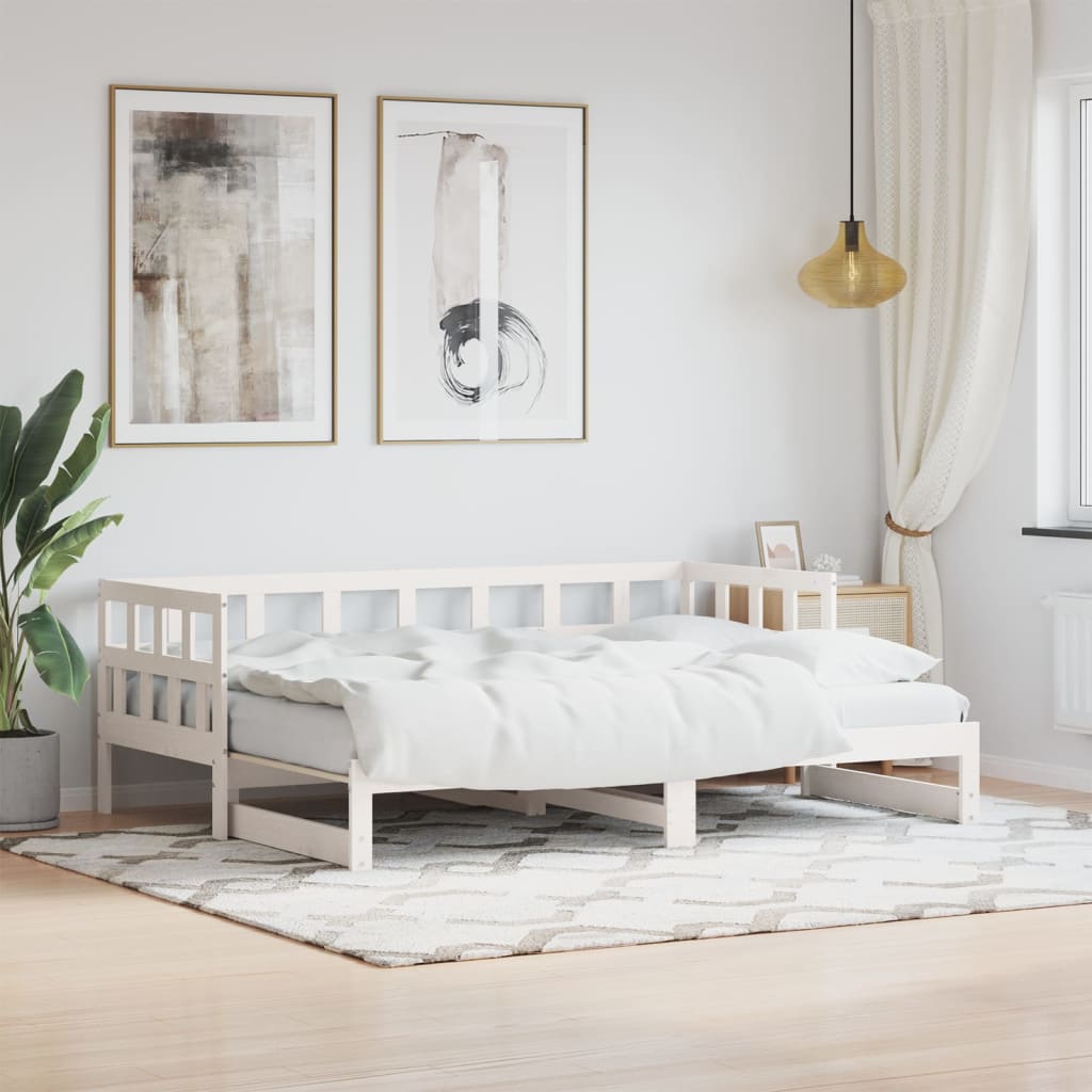 Daybed With Trundle 92X187 Cm Single Size Solid Wood Pine