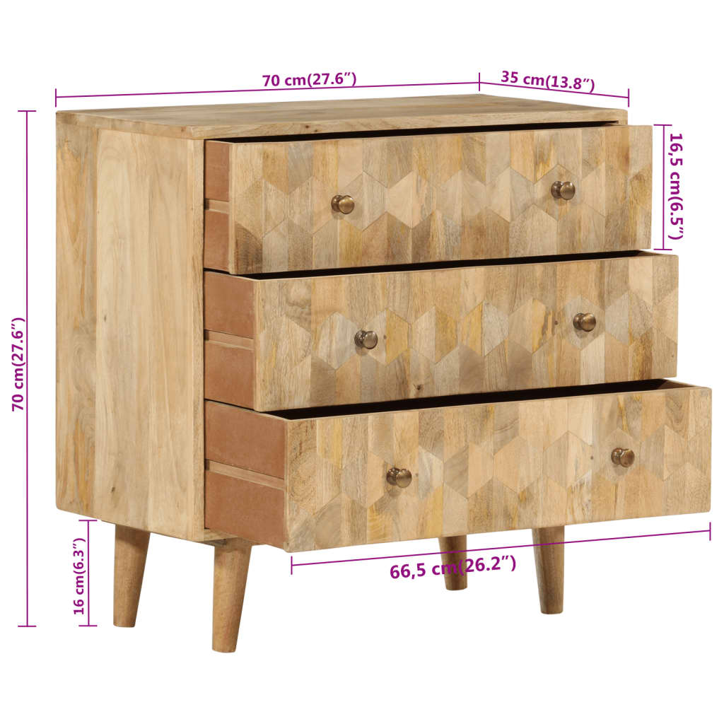 Drawer Cabinet 70x35x70 cm Solid Wood Mango