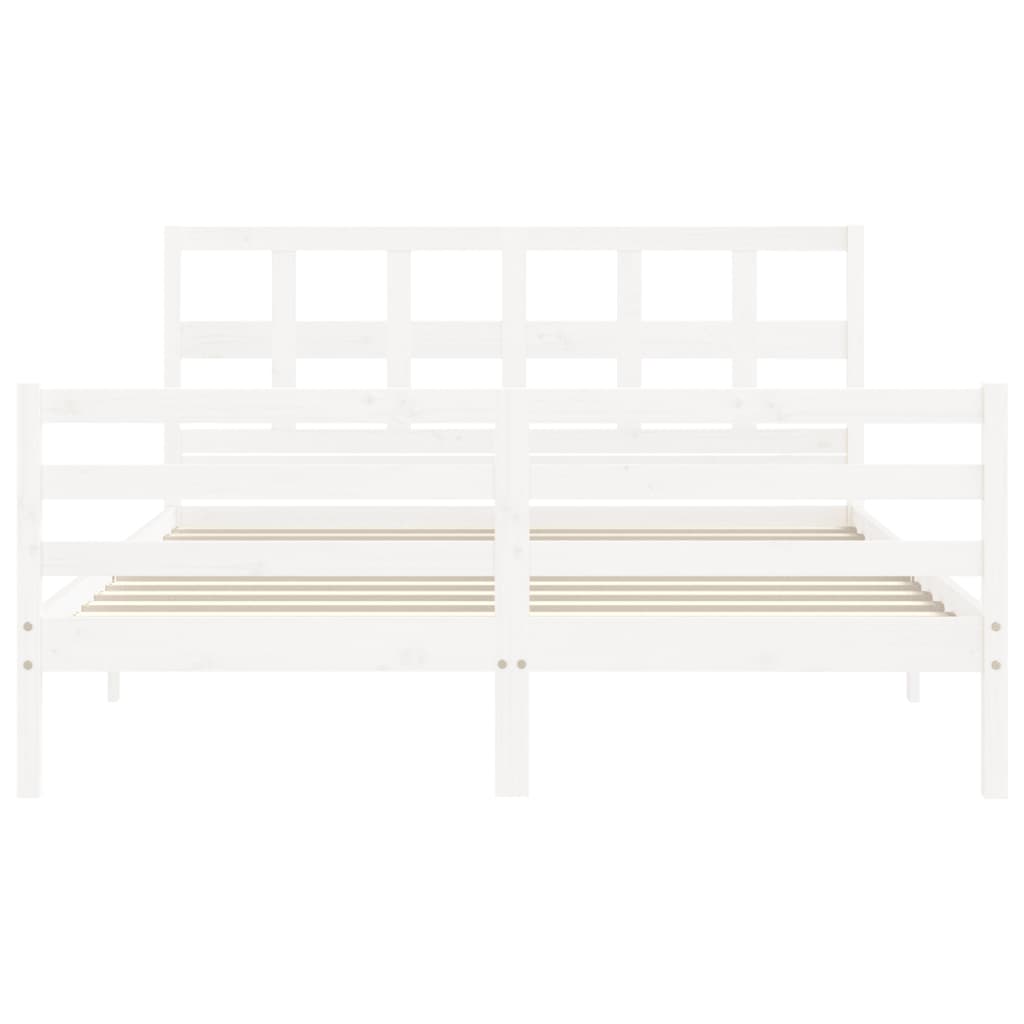 Bed Frame with Headboard White 153x203 cm Queen Solid Wood