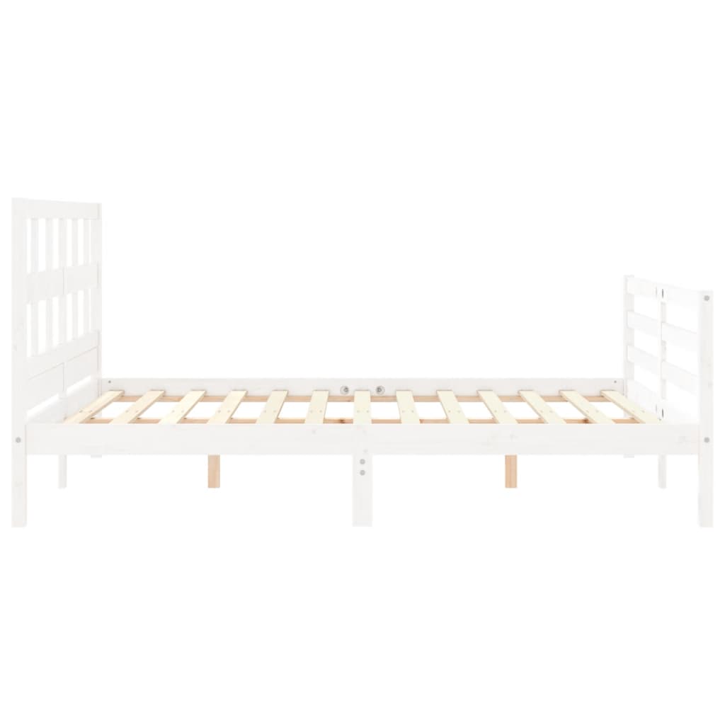 Bed Frame with Headboard White 153x203 cm Queen Solid Wood