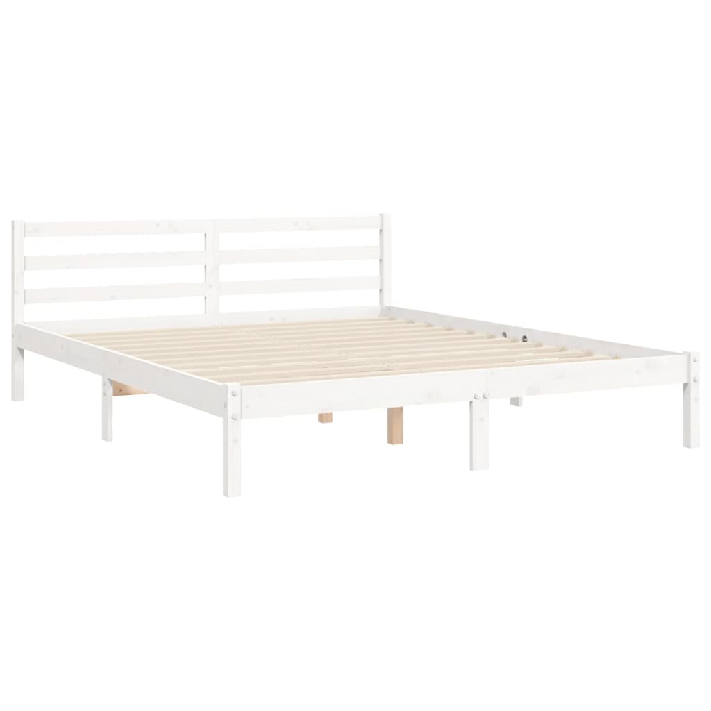 Bed Frame with Headboard White 153x203 cm Queen Solid Wood