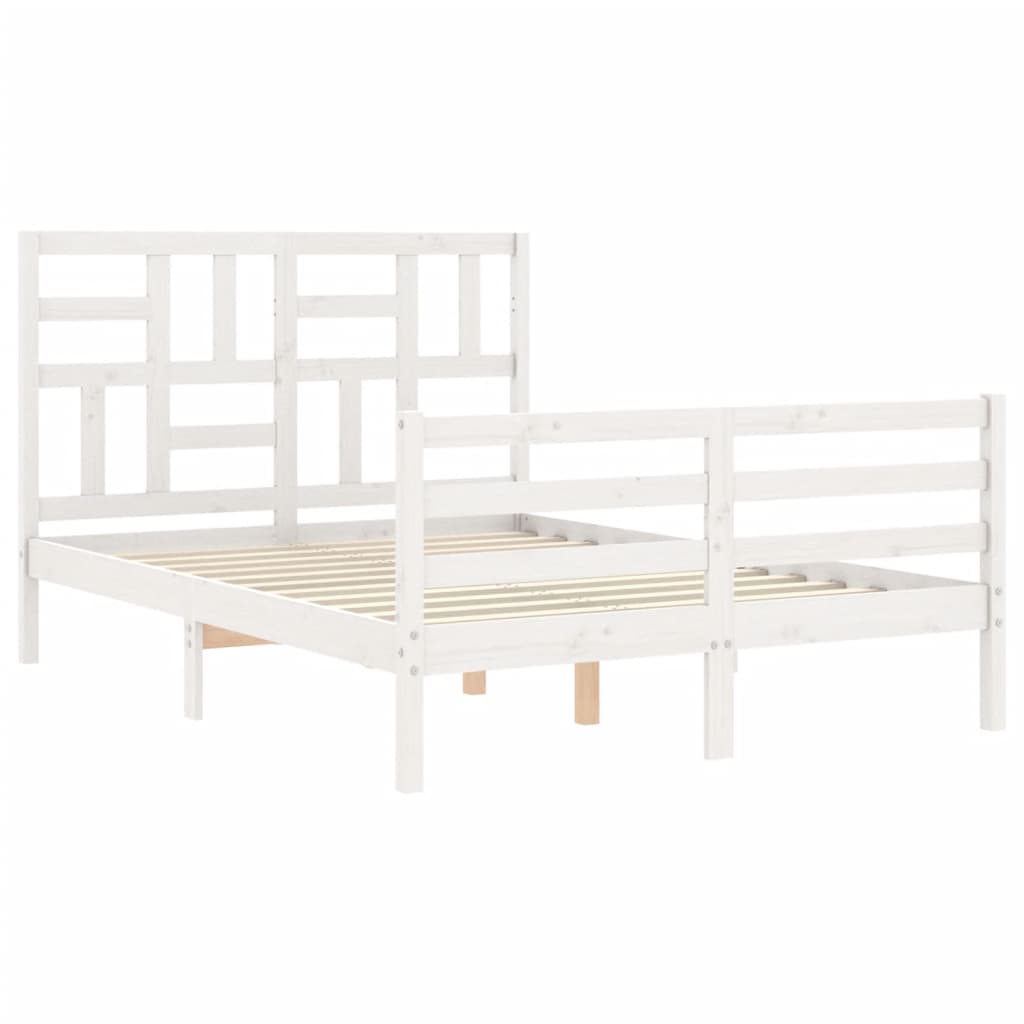 Bed Frame with Headboard White 137x187 cm Double Solid Wood