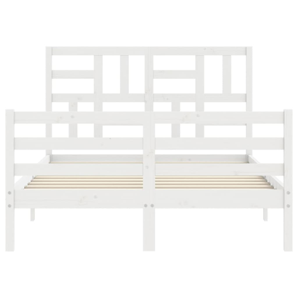 Bed Frame with Headboard White 137x187 cm Double Solid Wood