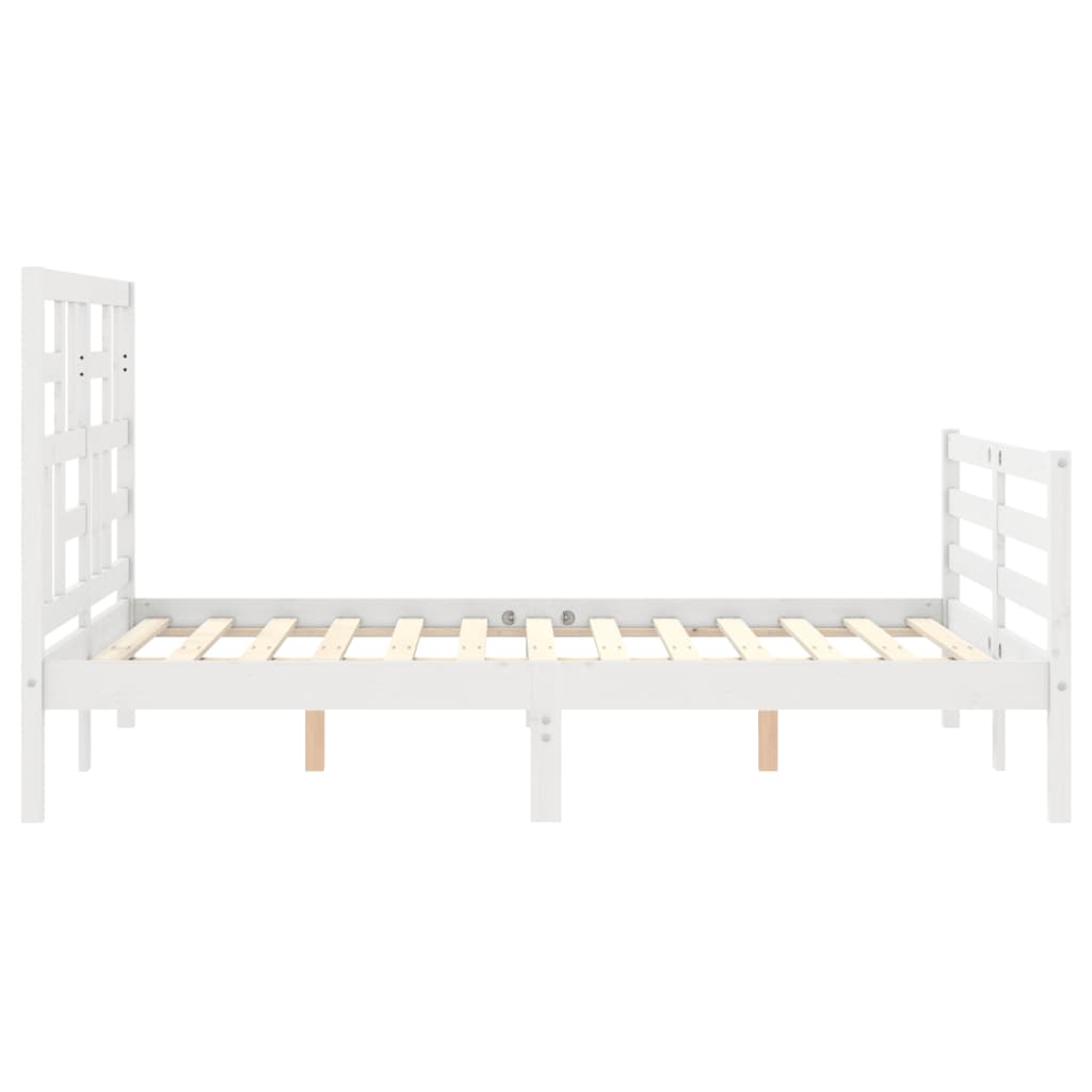 Bed Frame with Headboard White 137x187 cm Double Solid Wood