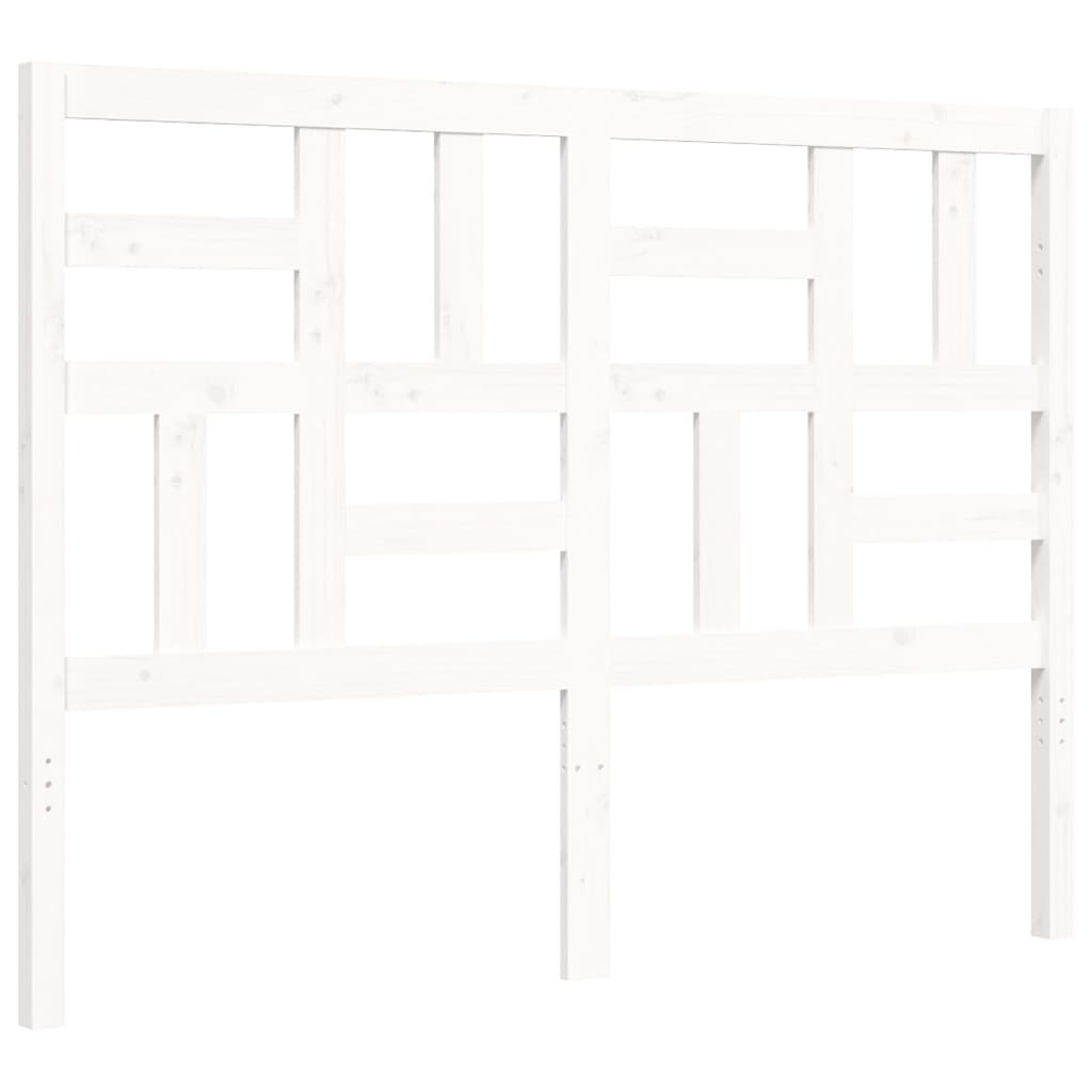 Bed Frame with Headboard White 137x187 cm Double Solid Wood