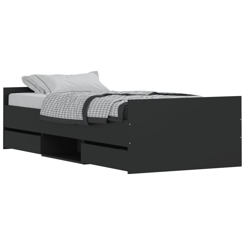 Bed Frame With Headboard And Footboard 92X187 Cm Single Size