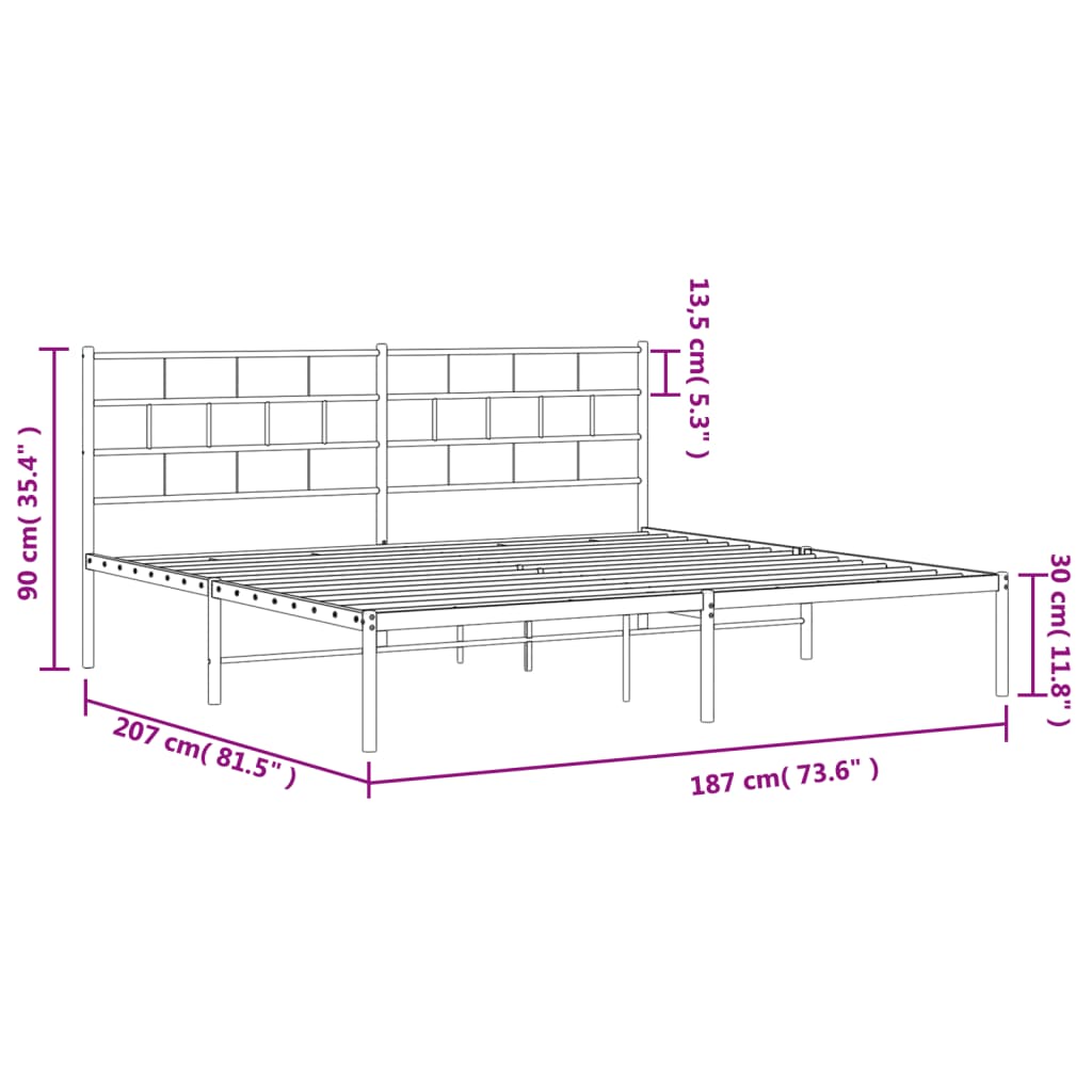 Metal Bed Frame 183X203 Cm King Size