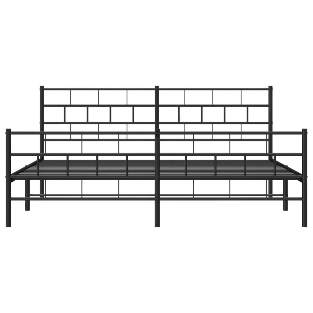 Metal Bed Frame without Mattress with Footboard Black 183x203 cm King Size