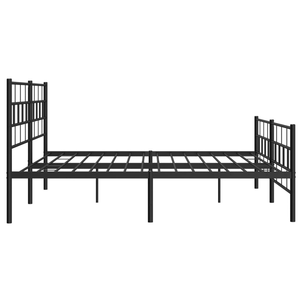 Metal Bed Frame without Mattress with Footboard Black 183x203 cm King Size