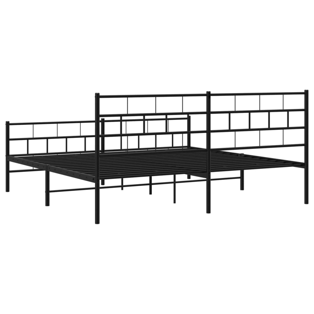 Metal Bed Frame without Mattress with Footboard Black 183x203 cm King Size