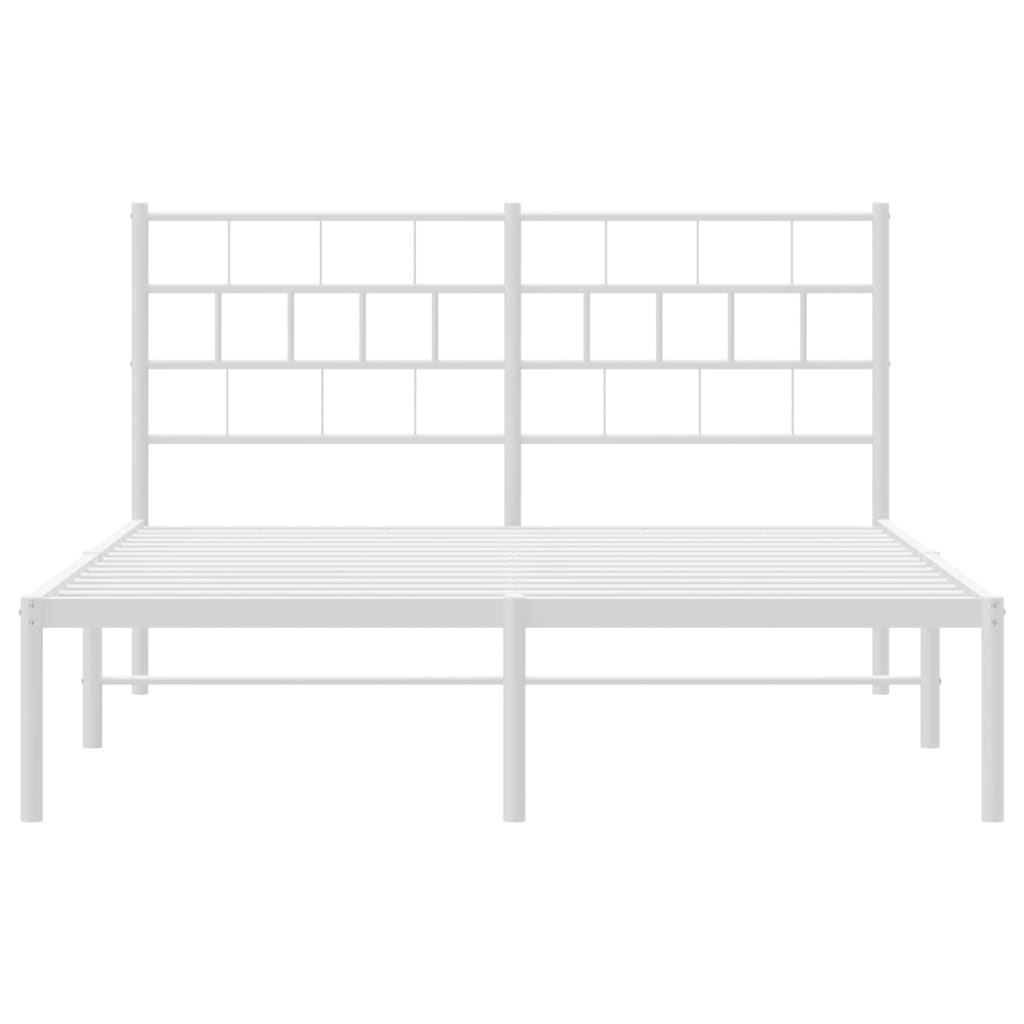 Metal Bed Frame with Headboard White 135x190 cm