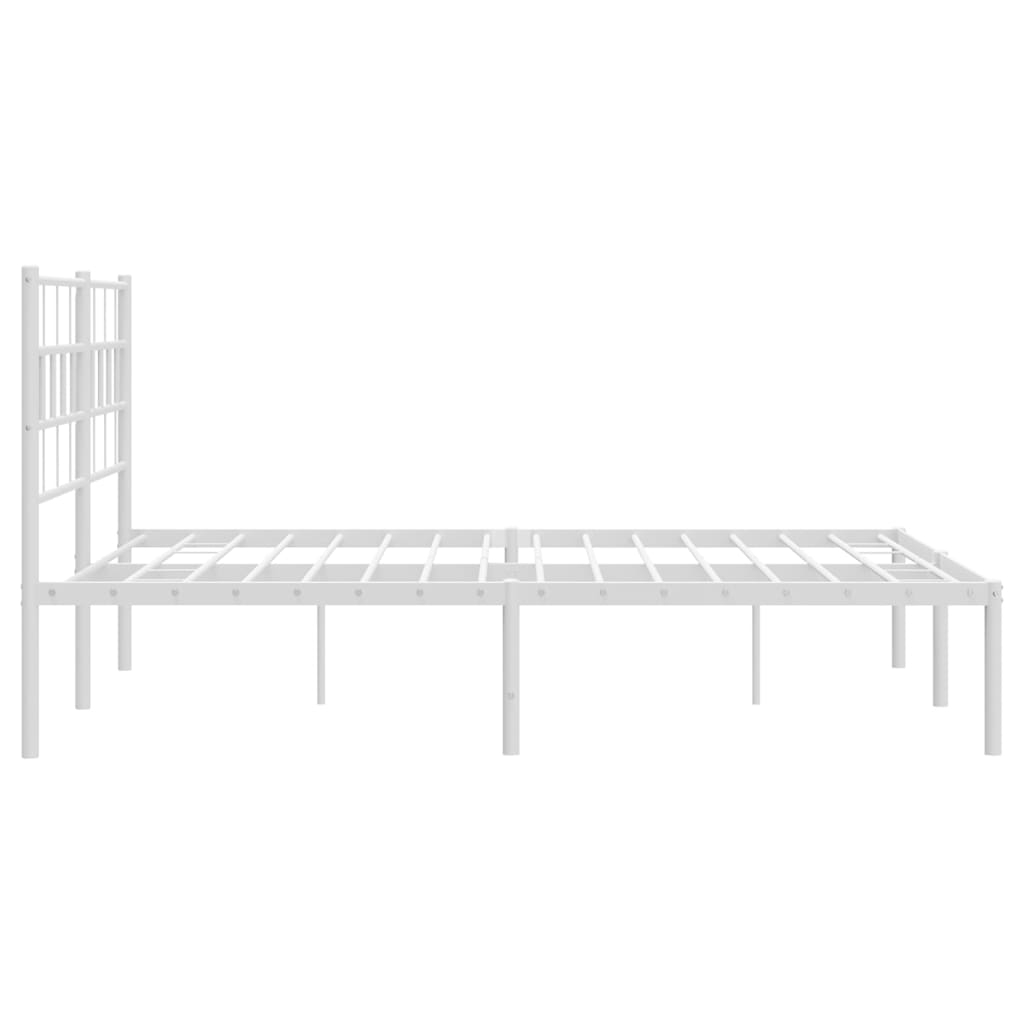 Metal Bed Frame with Headboard White 135x190 cm