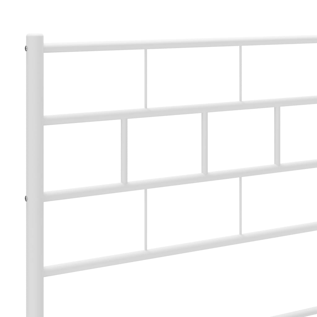 Metal Bed Frame with Headboard White 135x190 cm