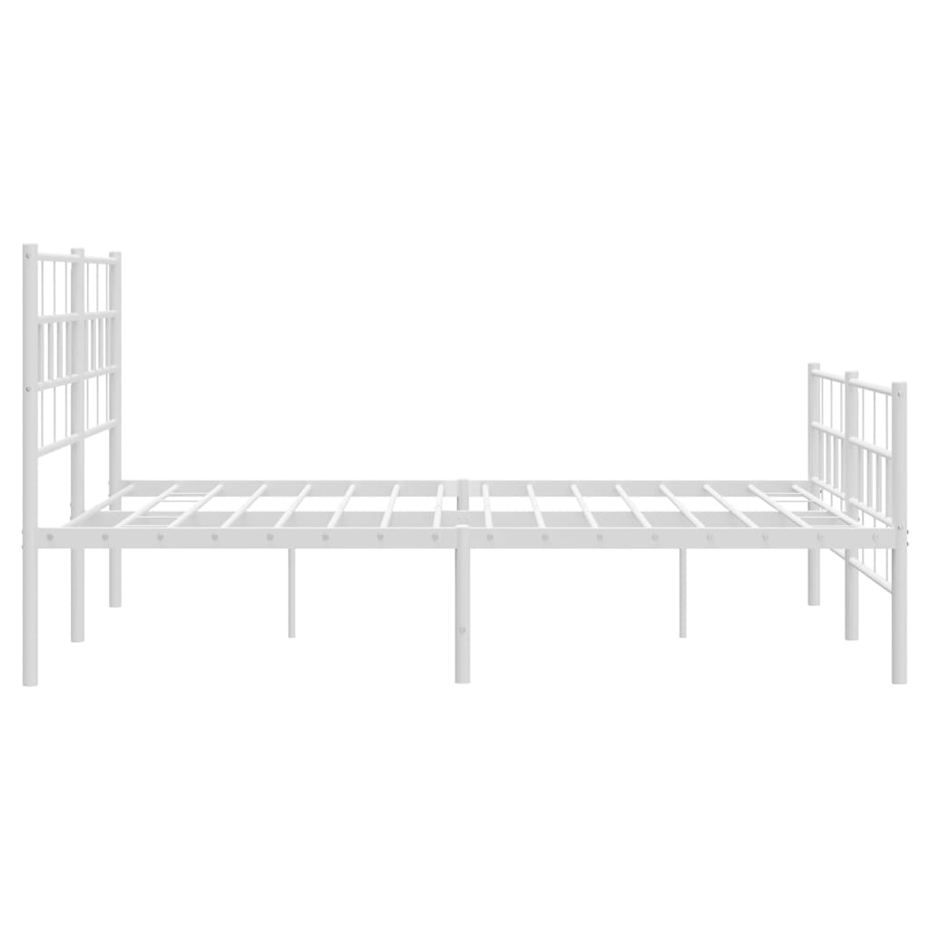 Metal Bed Frame with Headboard and Footboard White 150x200 cm