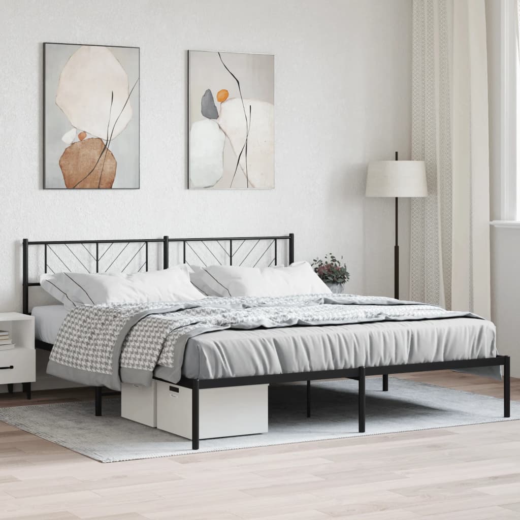 Metal Bed Frame With Headboard And Footboard 183X203 Cm King Size