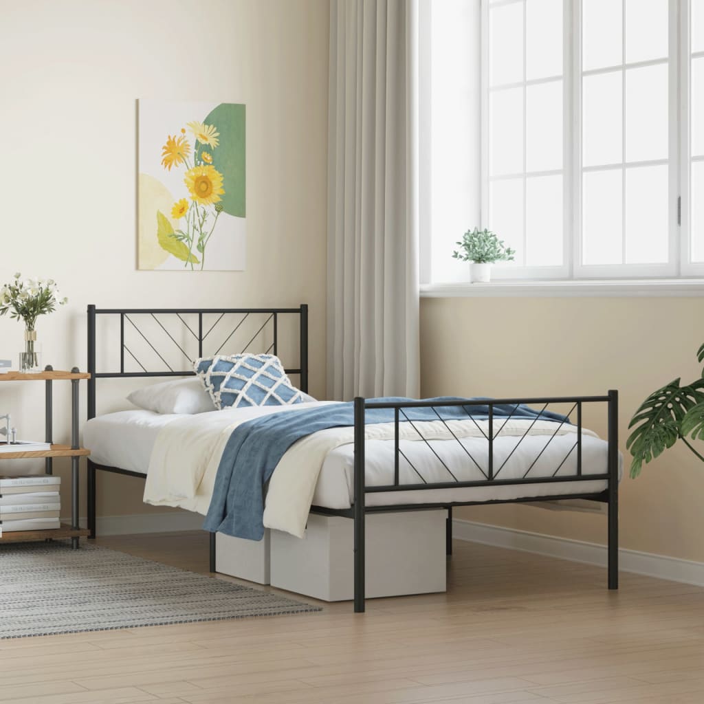 Metal Bed Frame With Headboard And Footboard 183X203 Cm King Size