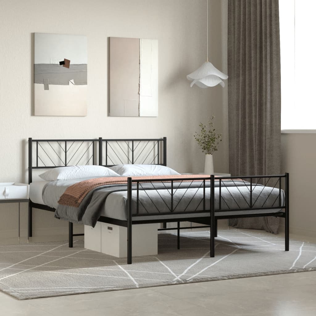 Metal Bed Frame With Headboard And Footboard 183X203 Cm King Size