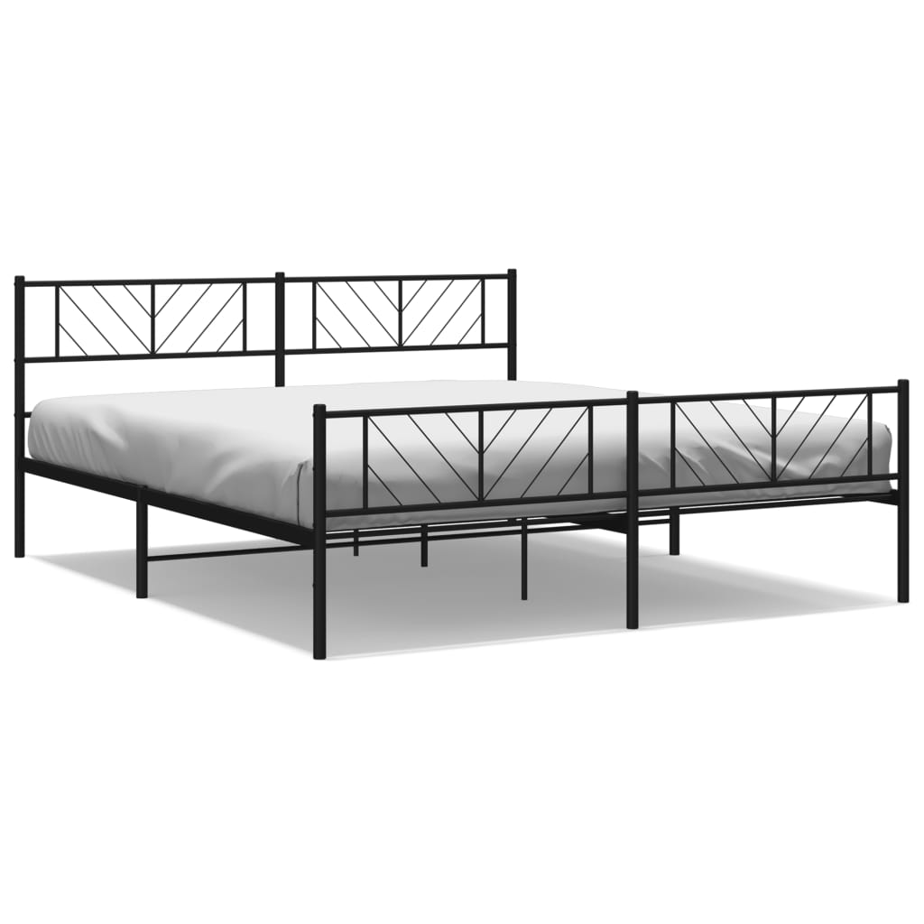 Metal Bed Frame With Headboard And Footboard 183X203 Cm King Size