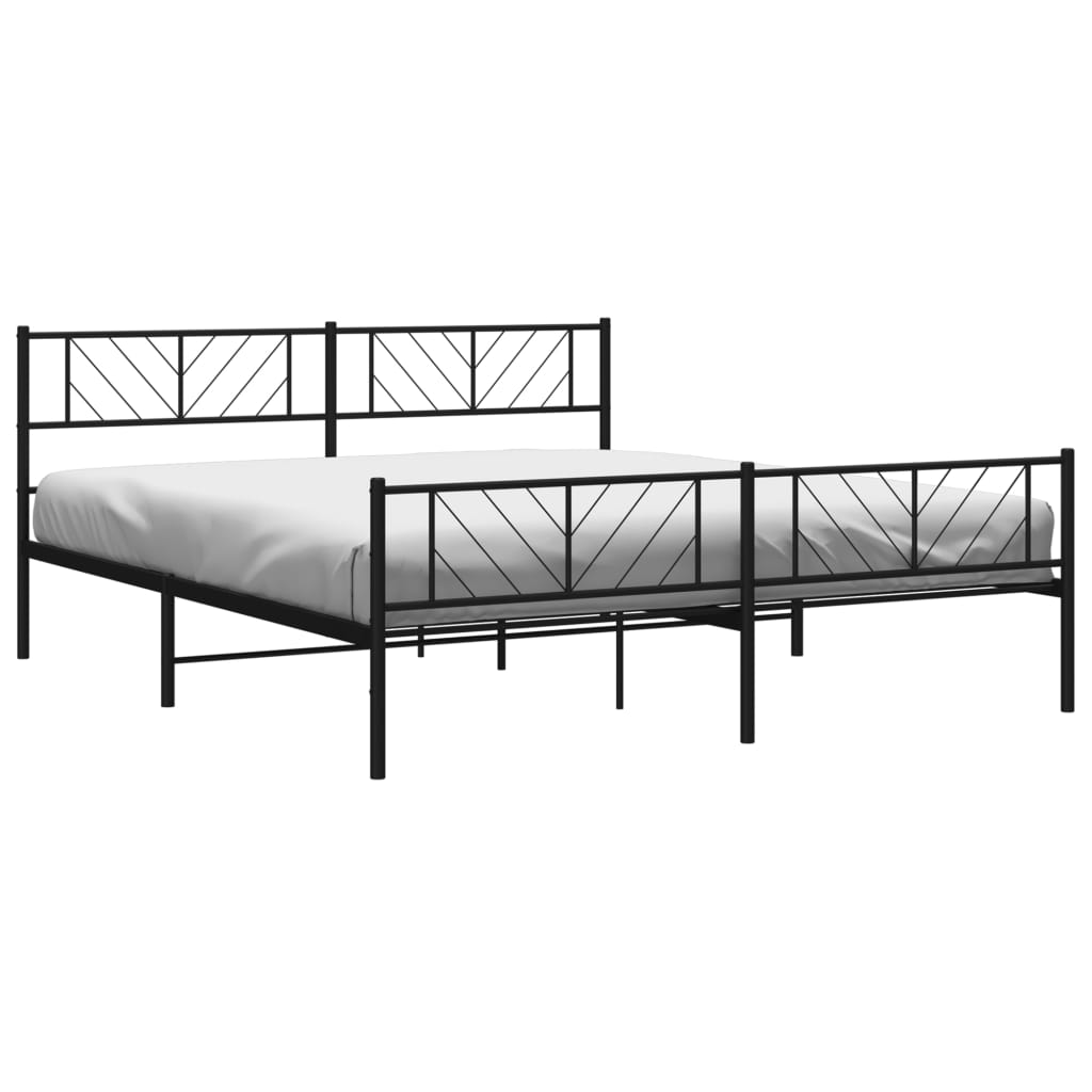 Metal Bed Frame With Headboard And Footboard 183X203 Cm King Size