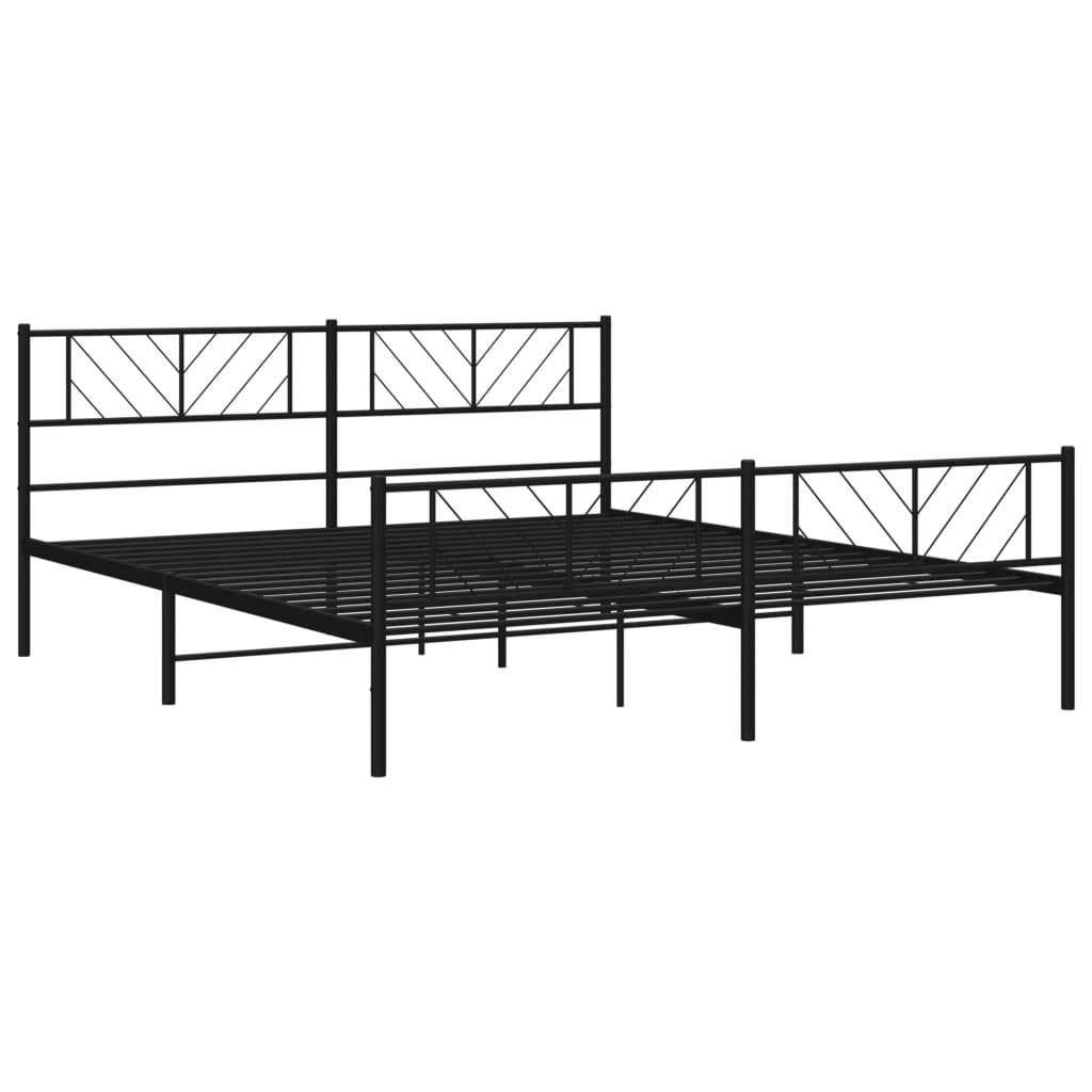 Metal Bed Frame With Headboard And Footboard 183X203 Cm King Size