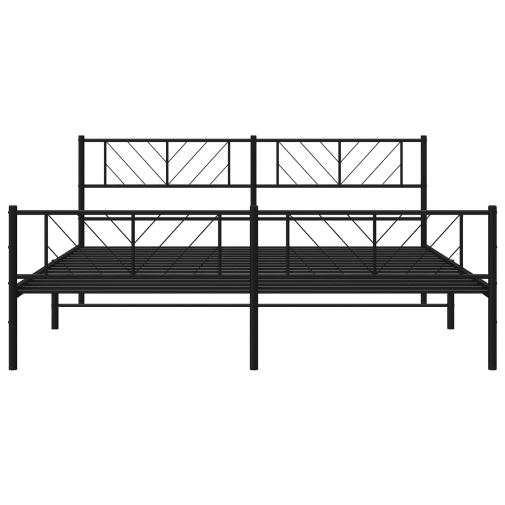 Metal Bed Frame With Headboard And Footboard 183X203 Cm King Size