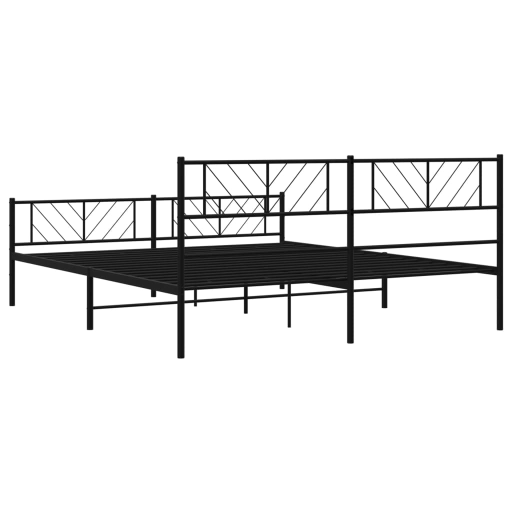 Metal Bed Frame With Headboard And Footboard 183X203 Cm King Size