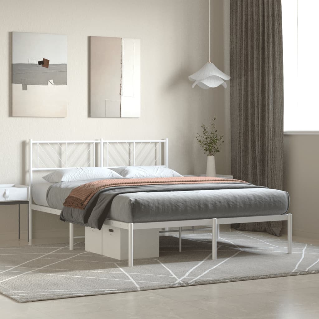 Metal Bed Frame With Headboard And Footboard 183X203 Cm King Size