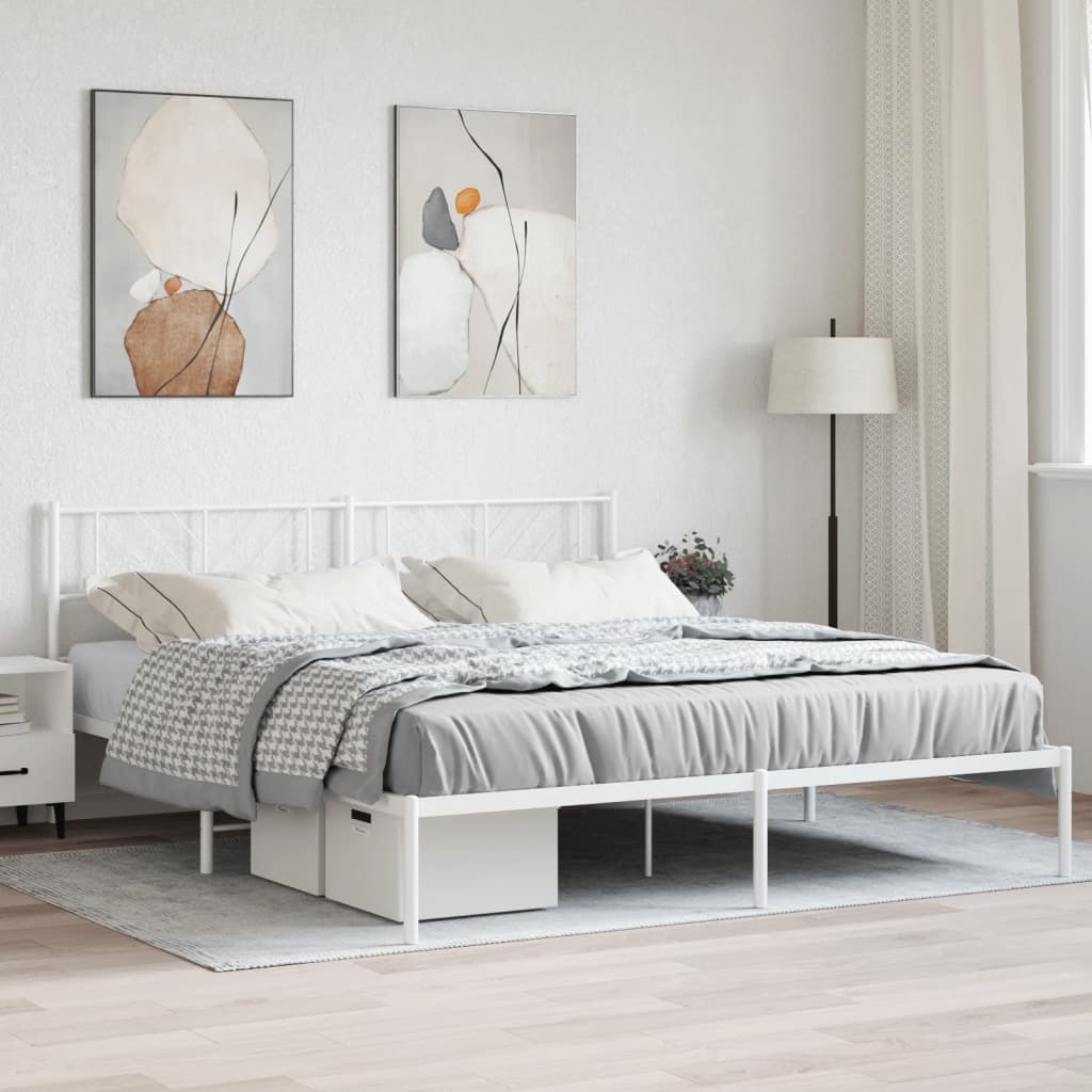 Metal Bed Frame With Headboard And Footboard 183X203 Cm King Size