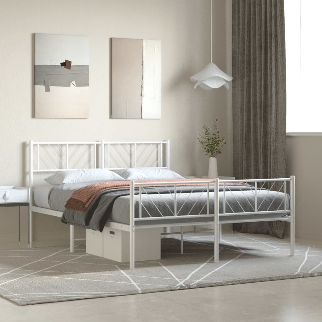 Metal Bed Frame With Headboard And Footboard 183X203 Cm King Size