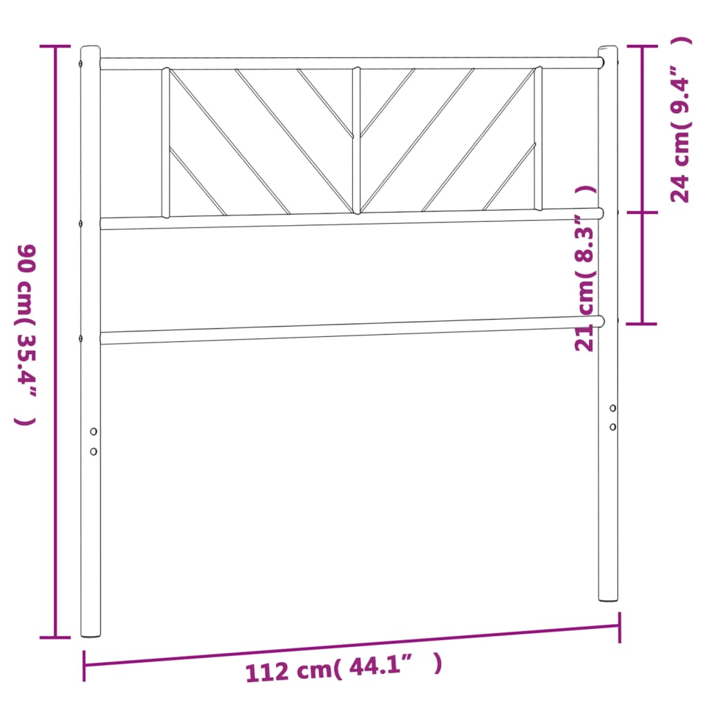 Metal Headboard White 112x90 cm