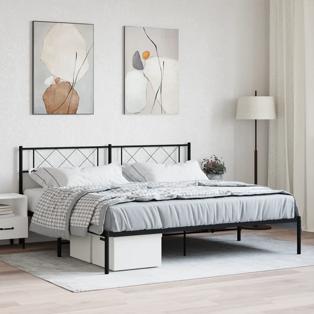 Metal Bed Frame With Headboard And Footboard 92X187 Cm Single Size