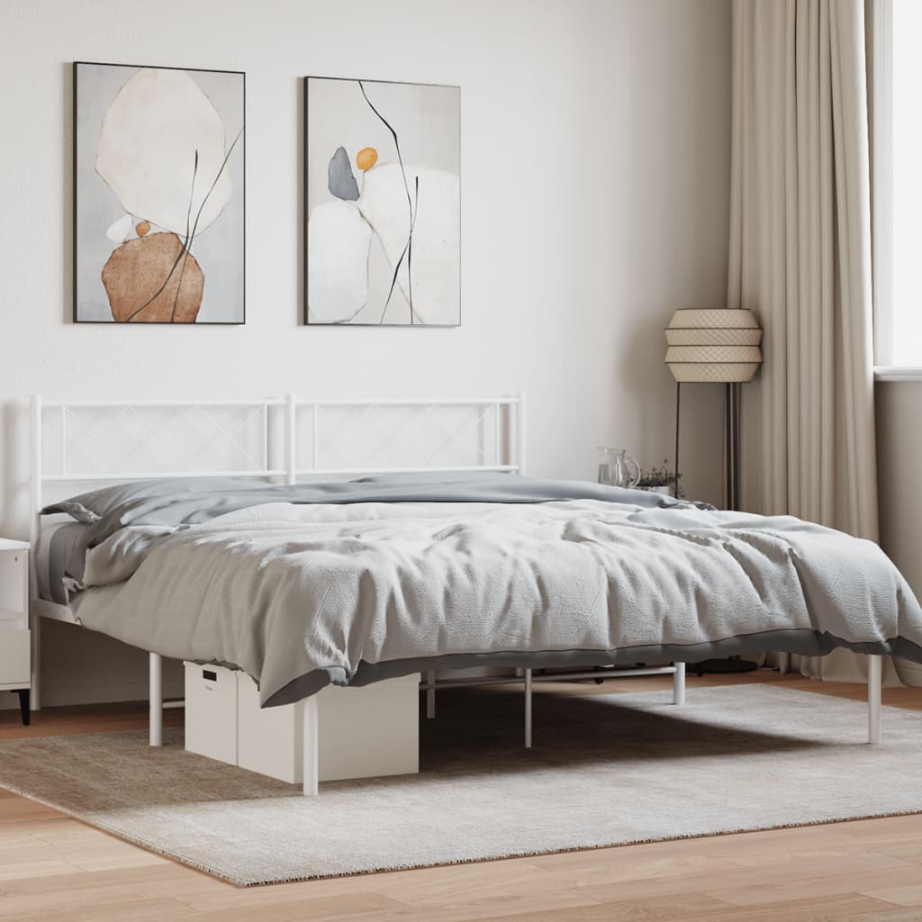 Metal Bed Frame With Headboard And Footboard 92X187 Cm Single Size