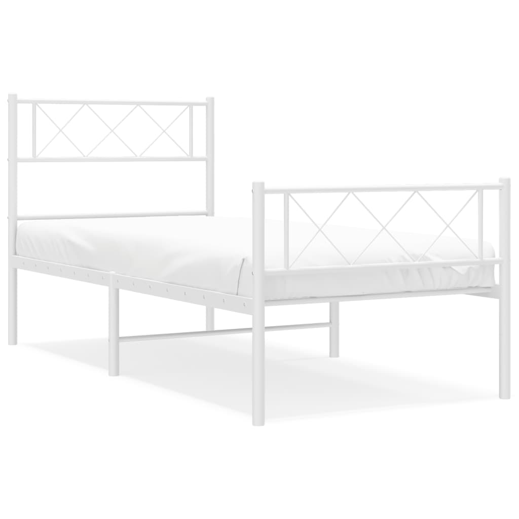 Metal Bed Frame With Headboard And Footboard 92X187 Cm Single Size