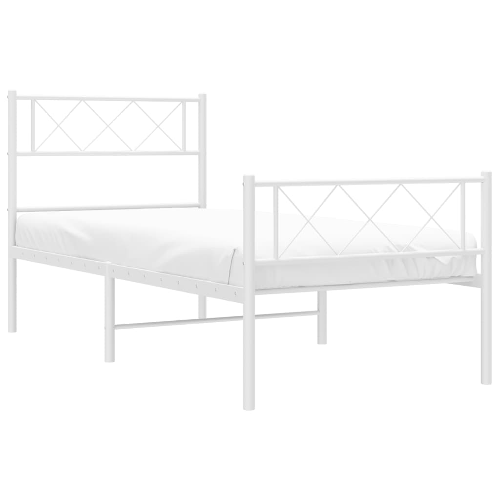 Metal Bed Frame With Headboard And Footboard 92X187 Cm Single Size