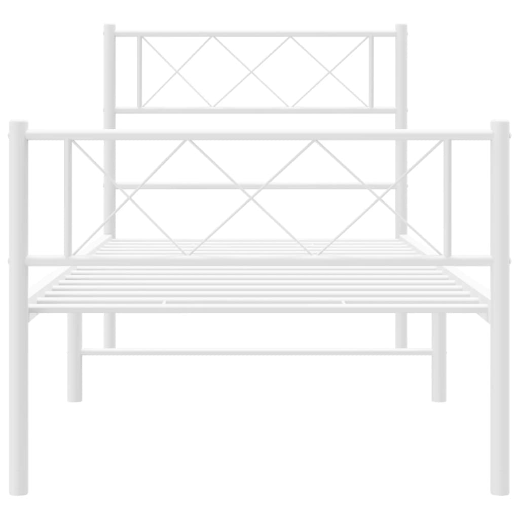 Metal Bed Frame With Headboard And Footboard 92X187 Cm Single Size