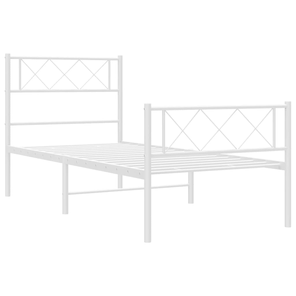 Metal Bed Frame With Headboard And Footboard 92X187 Cm Single Size