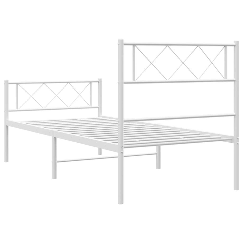 Metal Bed Frame With Headboard And Footboard 92X187 Cm Single Size