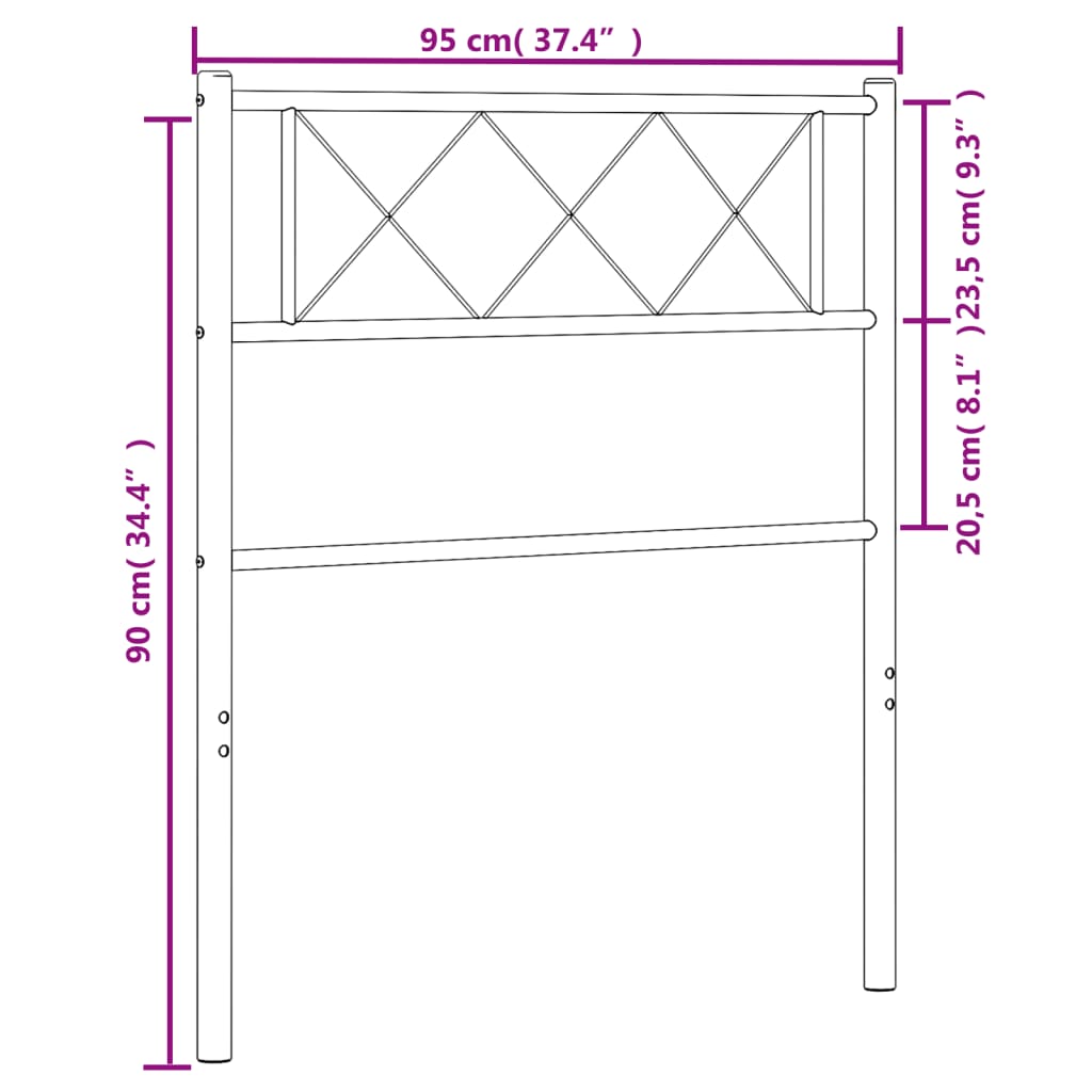 Metal Headboard White 90 cm