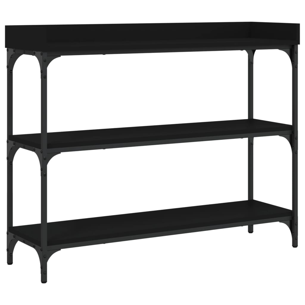 Console Table with Shelves Black 100x30x80 cm