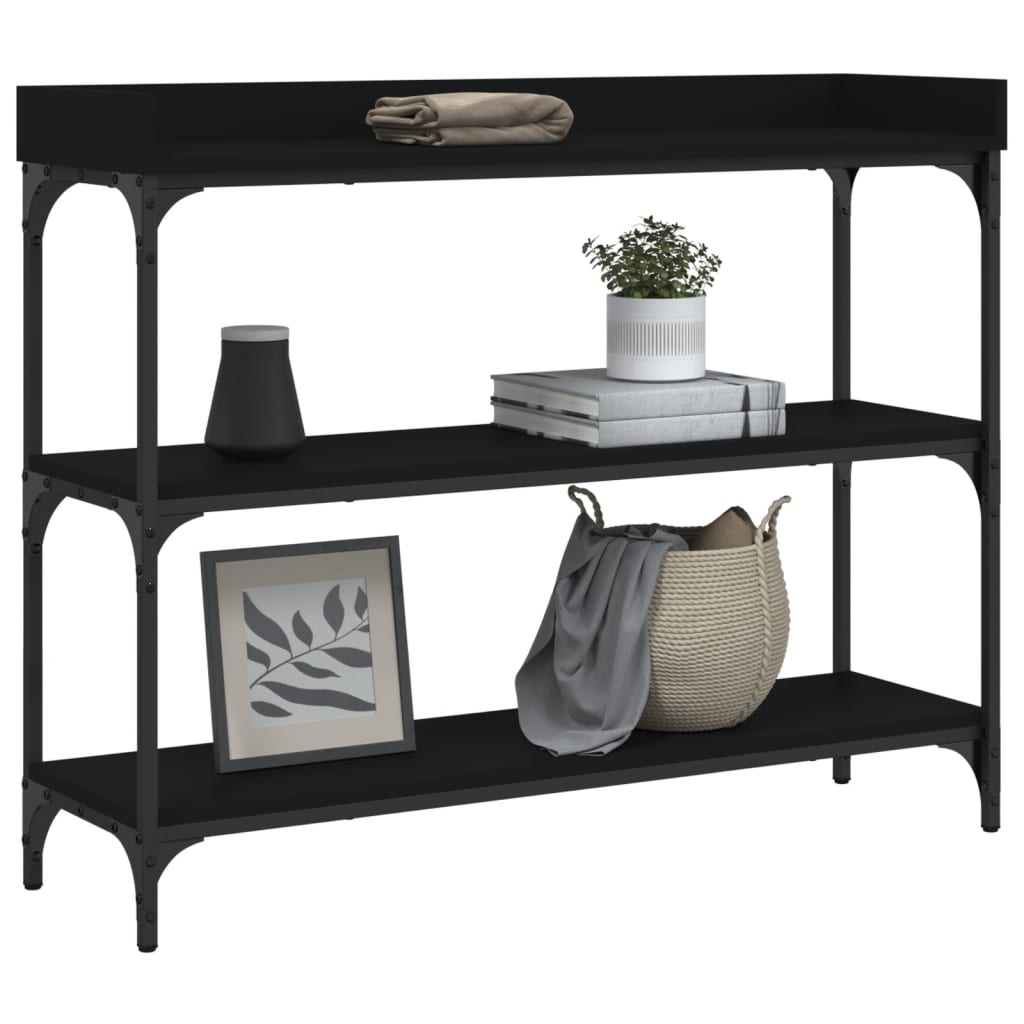 Console Table with Shelves Black 100x30x80 cm