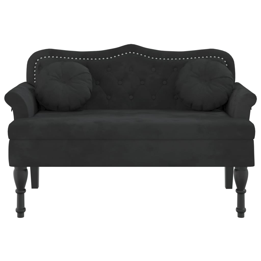 Bench with Cushions Black 120.5x65x75 cm Velvet